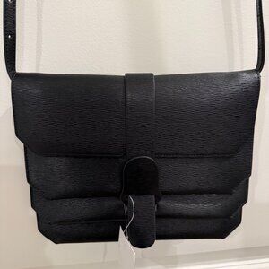 Senreve Black Mimosa Leather Convertible Crossbody Bag